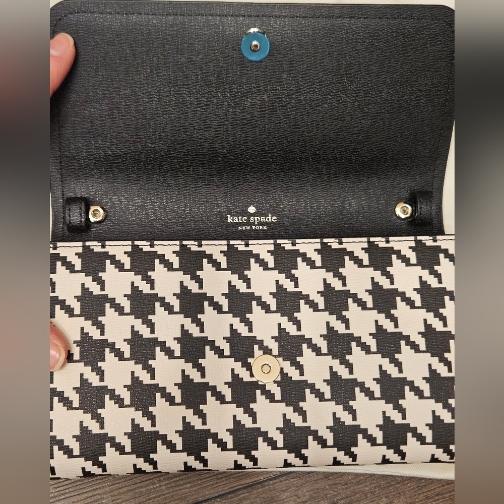 NWOT Kate Spade ♠️ Black & White Houndstooth Clutch/Crossbody Bag - Picture 10 of 14